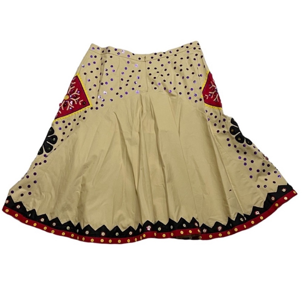 ⭐️ Moschino tan adorned colorful sequins patchy midi skirt women size 6 - Picture 2 of 16